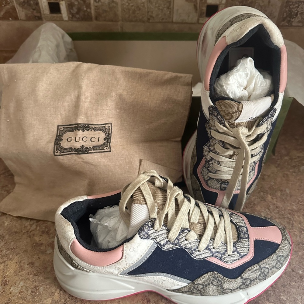Gucci Pink and Blue Sneakers